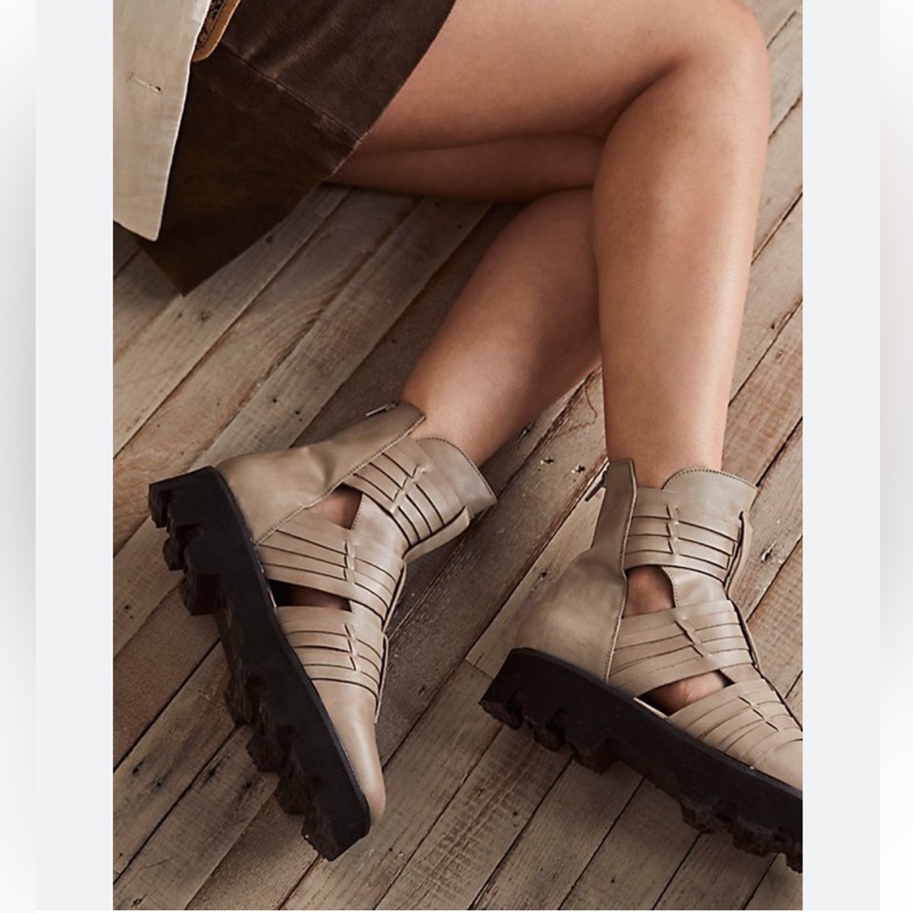 FREE PEOPLE Leather Hydra Huarache Bootie Shoes Size 7.5 - Picture 2 of 16